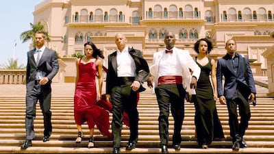 The cast of Furious 7 in a scene shot at Emirates Palace. Courtesy Universal Pictures