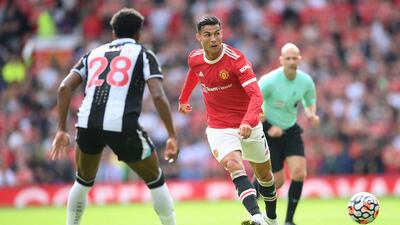 Cristiano Ronaldo makes a pass during the Premier League match between Manchester United and Newcastle United. Getty Images