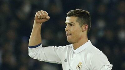 Real Madrid’s Cristiano Ronaldo celebrates scoring their fourth goal. Kim Kyung-hoon / Reuters