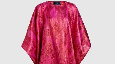 Pop of pink: metallic jacquard kaftan gown by Taller Marmo, Dh4,365. Courtesy The Modist