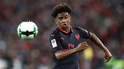 Reiss Nelson of Arsenal in action during the match against Sydney at ANZ Stadium on Thursday. Ryan Pierse / Getty Images