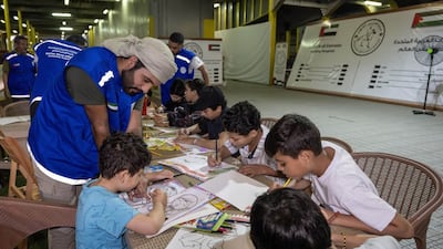 Palestinian children take part in fun events on the UAE hospital ship at Al Arish in northern Egypt. Wam