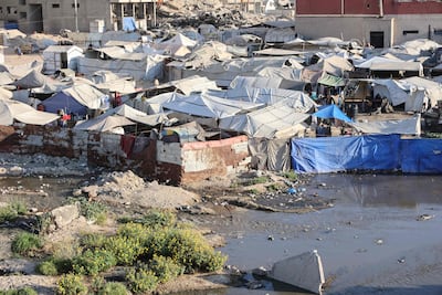 Water scarcity has hit displacement camps in Gaza. AFP