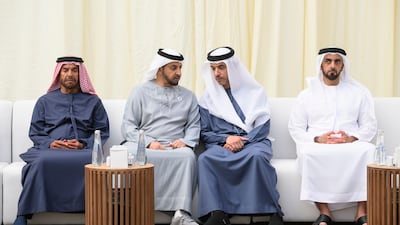 Sheikh Suroor bin Mohamed, Sheikh Hamdan bin Zayed, Ruler’s Representative in Al Dhafra Region, Sheikh Hazza bin Zayed, Vice Chairman of the Abu Dhabi Executive Council and Lt Gen Sheikh Saif bin Zayed Al Nahyan, UAE Deputy Prime Minister and Minister of Interior