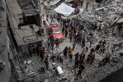 The aftermath of an Israeli strike on a clinic in Jabalia, northern Gaza. EPA