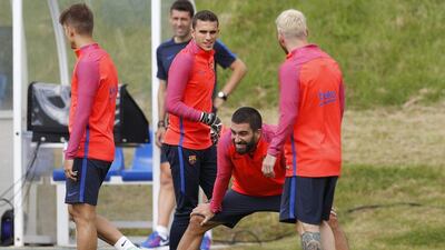 Barcelona’s Arda Turan during a team training session at St George’s Park near Burton-on-Trent, central England, on July 27, 2016. Darren Staples / Reuters
