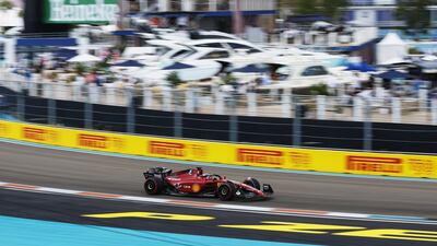 Ferrari driver Charles Leclerc on track during practice ahead of the F1 Grand Prix of Miami. AFP