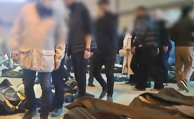 Bodies lie on the ground at the Kahrizak Forensic Medical Centre, south of Tehran. Hundreds of people have been killed in protests in Iran. AFP