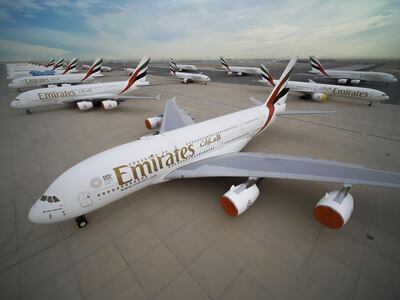 Emirates has the world's largest wide-body fleet, the majority of which is currently parked at Dubai airports. Courtesy: Emirates