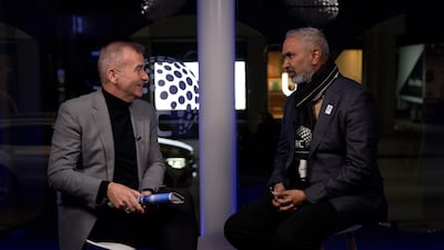 IHC's chief executive Syed Basar Shueb in discussion with The National's Manus Cranny at Davos. The National