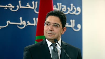 Moroccan Foreign Minister Nasser Bourita attends press conference with Netherlands' Foreign Minister Stef Blok (Not in picture) in Rabat, Morocco, 20 April 2018. EPA / STR