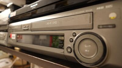 A VHS videocassette recorder on display in Tokyo. Kazuhiro Nogi / AFP