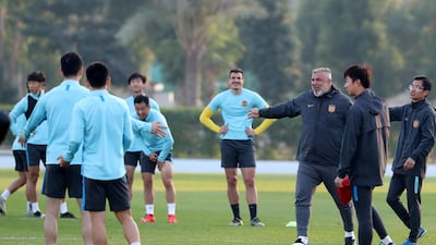 Cosmin Olaroiu puts Jiangsu Suning players through their paces.
