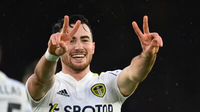 Leeds United's Jack Harrison celebrates scoring. Reuters