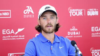 Tommy Fleetwood attends a press conference ahead of the Omega Dubai Desert Classic. EPA