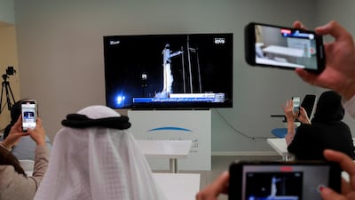 A broadcast of the launch of Nasa’s SpaceX Crew-6 mission that includes the UAE's astronaut Sultan Al Neyadi, at the Mohammed Bin Rashid Space Center in Dubai. Reuters