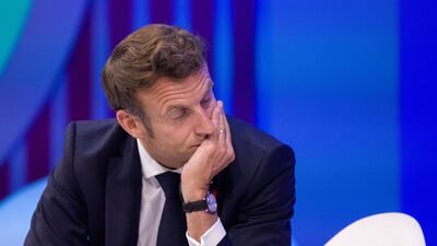 French President Emmanuel Macron during a tech conference in Paris on Friday. Bloomberg