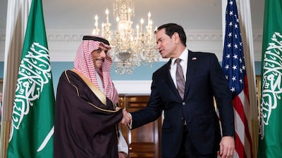 US Secretary of State Marco Rubio meets Saudi Arabia's Foreign Minister Prince Faisal bin Farhan at the State Department in Washington. AFP