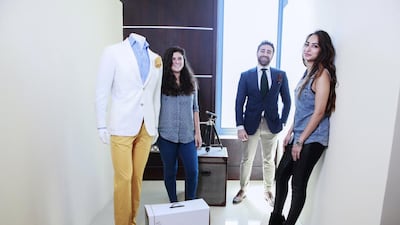 From left: co-founders Mary Freij, Tiba Al Damen and Mahmoud Gao started Mr Draper a year ago. Sarah Dea / The National