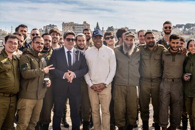 New York City Mayor Eric Adams, centre, during a visit to Israel in November. AP