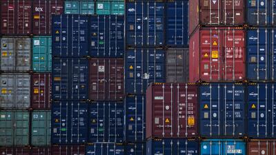 Export freight containers with Mexican produced goods are seen ready to be shipped to the US in the Pantaco customs complex. Getty