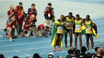 The 4x100m relay team of Michael Frater, Usain Bolt, Yohan Blake and Nesta Carter created new world record at Daegu, South Korea, in September.