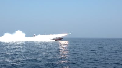 The IRGC conducts a military drill in the Strait of Hormuz, which is a key route for the world's crude oil market. EPA