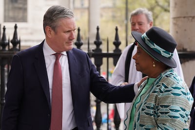 Labour party leader Sir Keir Starmer and the victim's mother, Baroness Doreen Lawrence, attend a memorial service in London to commemorate the 30th anniversary of the murder of Stephen Lawrence.