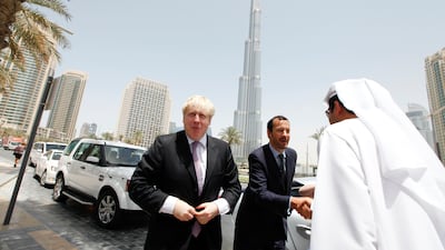 Boris Johnson, mayor of London, outside Pavilion Downtown in Dubai. Sarah Dea/The National