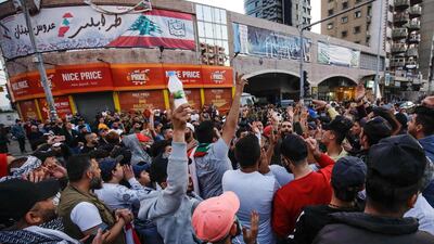 Several hundred Lebanese people protest in the northern city of Tripoli on April 17, 2020 despite the country's coronavirus lockdown. AFP