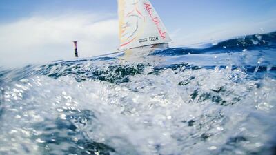 Abu Dhabi Ocean Racing's Azzam arrives in Gothenburg, Sweden on Monday at the end of the 2014/15 Volvo Ocean Race as champions. Jonathan Nackstrand / AFP