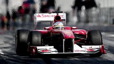 Fernando Alonso was third quickest in his Ferrari at the Catalunya circuit during Friday’s testing session for F1 teams in preparation for the 2011 season. Michael Schumacher was fastest with a lap of 81.268 seconds. Josep Lago / AFP