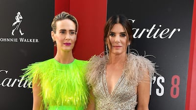 Sarah Paulson's fluorescent green fringe Prada gown has to be our favourite of the night, while Sandra Bullock opted to wear a design by Lebanese genius Elie Saab (Spring 2018 Haute Couture to be exact). AFP
