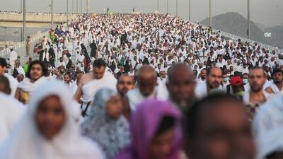 Hundreds of thousands of pilgrims make their way to cast stones at a pillar near Mecca on September 24, 2015, as part of a ritual called "Jamarat". Jamarat, which symbolises the stoning of the devil, is the last rite of Haj. Mosa'ab Elshamy/AP Photo