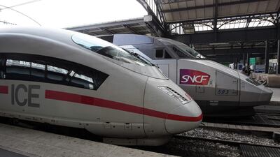 Alstom and Siemens, which make France's high-speed TGV and Germany's ICE trains, announced a tie-up to create a new European rail champion. Jacques Demarthon / AFP