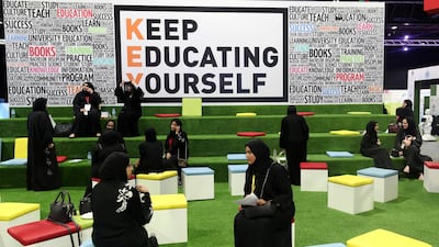 Training sessions are held at the three-day Emiratisation forum and jobs fair Tawteen 360 at Dubai World Trade Centre in April 2018. Chris Whiteoak / The National