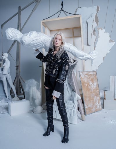 Zara's latest campaign depicts Kristen McMenamy next to a mannequin wrapped in white plastic. The image has been deleted from the company's social media. Photo: Zara
