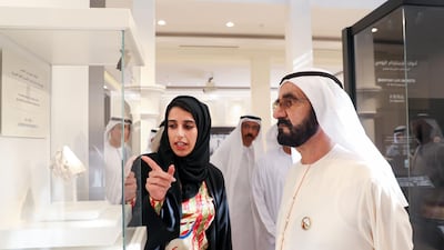 Archaeologist Mehra Al Mansouri briefs Sheikh Mohammed and his delegation
