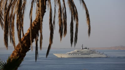 A private yacht cruises in the Red Sea ahead of this year’s United Nations global summit on climate change, known as COP27, in Sharm el-Sheikh, South Sinai, Egypt. AP Photo
