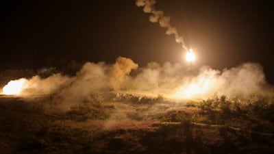 Flares are fired by Israeli forces in Arnoun, as seen from Marjayoun, Lebanon. Reuters