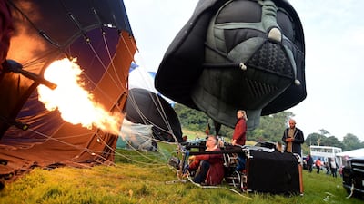 A Darth Vader balloon gets ready for lift off. Getty Images