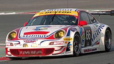 Patrick Pilet of IMSA Performance MATMUT 1 on his way to pole position at Dubai Autodrome yesterday.