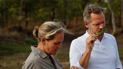 Baroness Ariane de Rothschild and Caron in-house perfumer Jean Jacques in Mozambique. Photo: Caron
