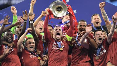 Liverpool celebrate winning the European Cup for a sixth time. Getty