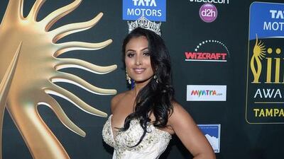 Miss America Nina Davuluri arrives to the IIFA Awards at Raymond James Stadium on April 26, 2014 in Tampa, Florida. Gustavo Caballero / Getty Images / AFP