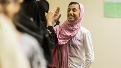 Abu Dhabi, United Arab Emirates, July 5, 2017: Ohoud Al Dhaheri, 12, takes part in a summer school program to learn english, leadership and entrepreneurship at Abu Dhabi University in Abu Dhabi on July 5, 2017. Christopher Pike / The National Reporter: Roberta Pennington Section: News Keywords: