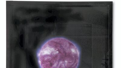 Lot 53: 'Red Sun', a rectilinear electronic installation by Paul Fryer. Photo: Dreweatts