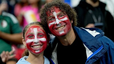 Swiss fans show their support during the match with Algeria. EPA