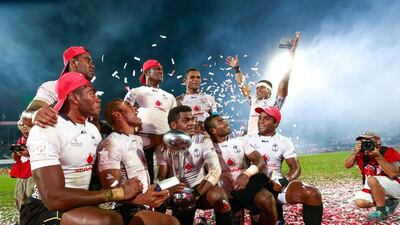 Fiji will return to Dubai to defend their Emirates Airline Dubai Rugby Sevens title. Victor Besa for The National