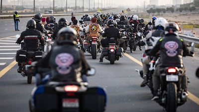 The bikers race into Sharjah